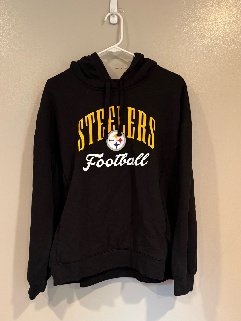 Fanatics Black Steelers Football Hoodie with Yellow Script